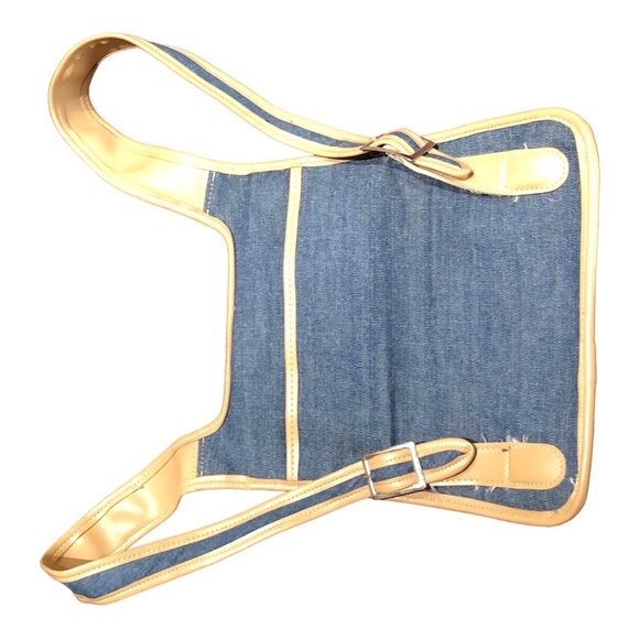 Denim Blue/Tan Trimmed Lightweight Back Pack with Double Compartments. - Picture 10 of 16